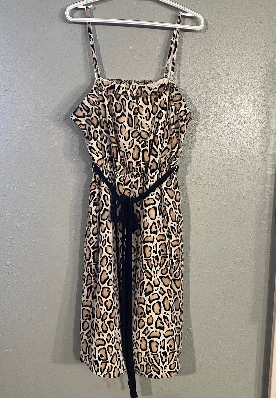 Lane Bryant women 22/24 cheetah print midi dress Spaghetti Strap removable strap